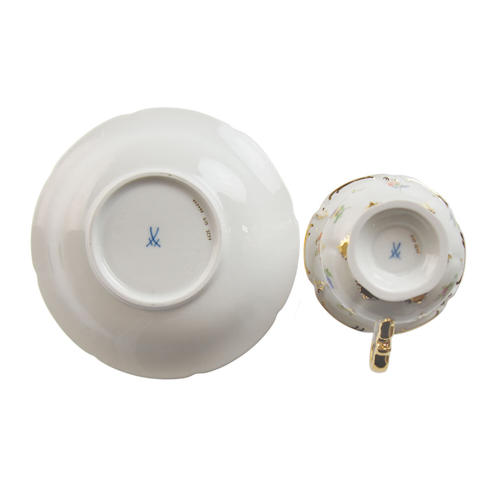 マイセン (Meissen) 金彩小花 ホワイト コーヒーカップ&ソーサー 200ml 15582