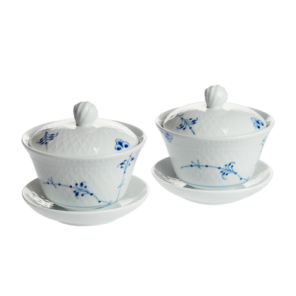 ロイヤルコペンハーゲン ブルーパルメッテ 蓋付き カップ&ソーサー ペア 200ml 2-500-062