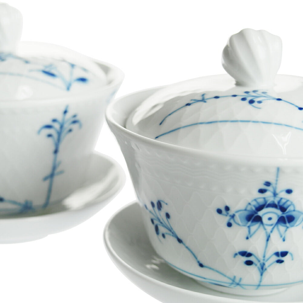 ロイヤルコペンハーゲン ブルーパルメッテ 蓋付き カップ&ソーサー ペア 200ml 2-500-062