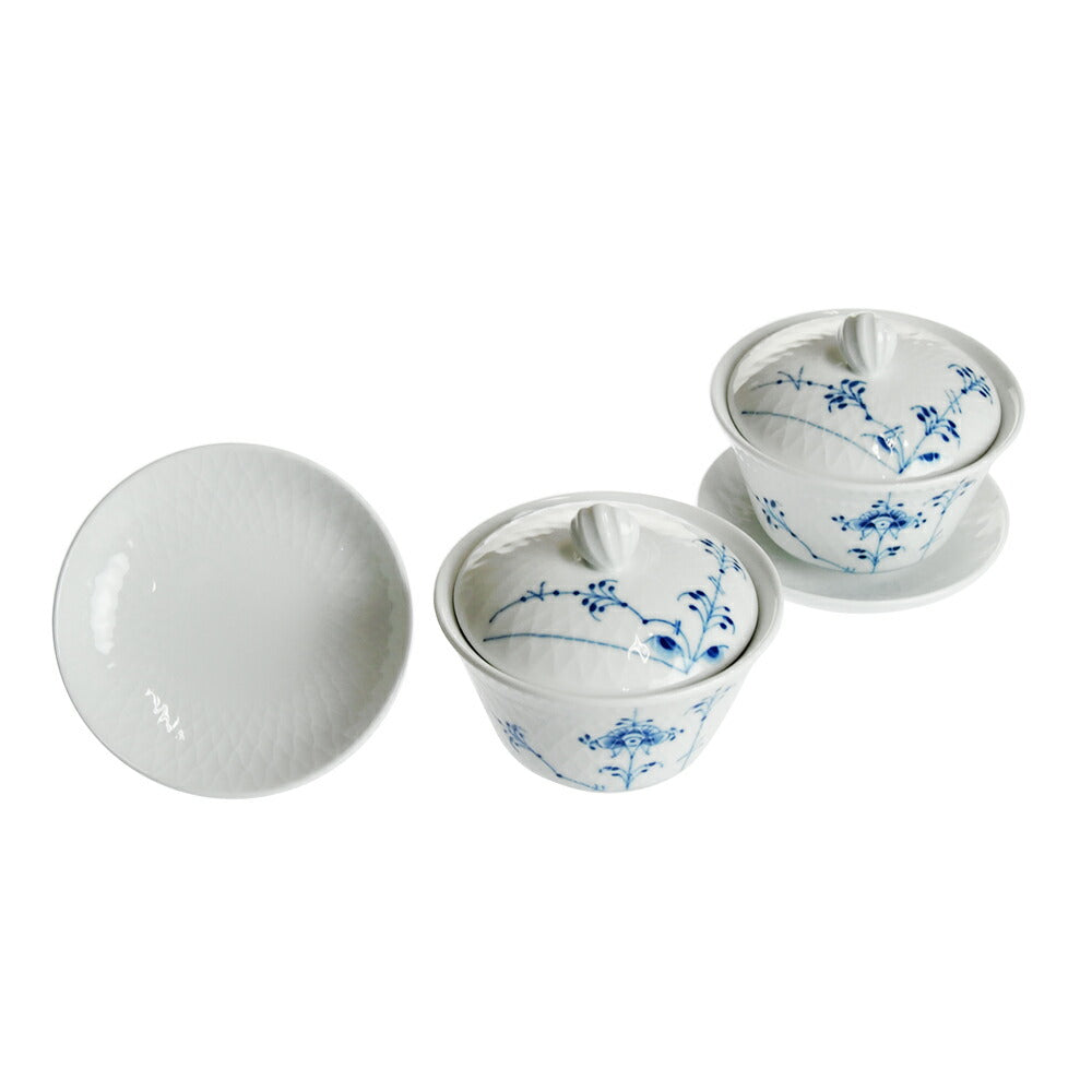 ロイヤルコペンハーゲン ブルーパルメッテ 蓋付き カップ&ソーサー ペア 200ml 2-500-062
