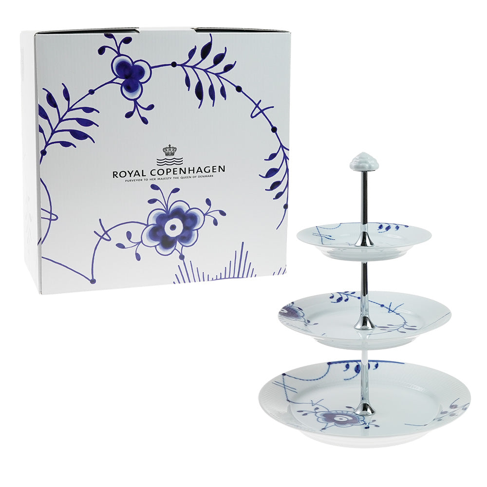 ロイヤルコペンハーゲン ブルーフルーテッド メガ デザートスタンド3段 2-381-438
