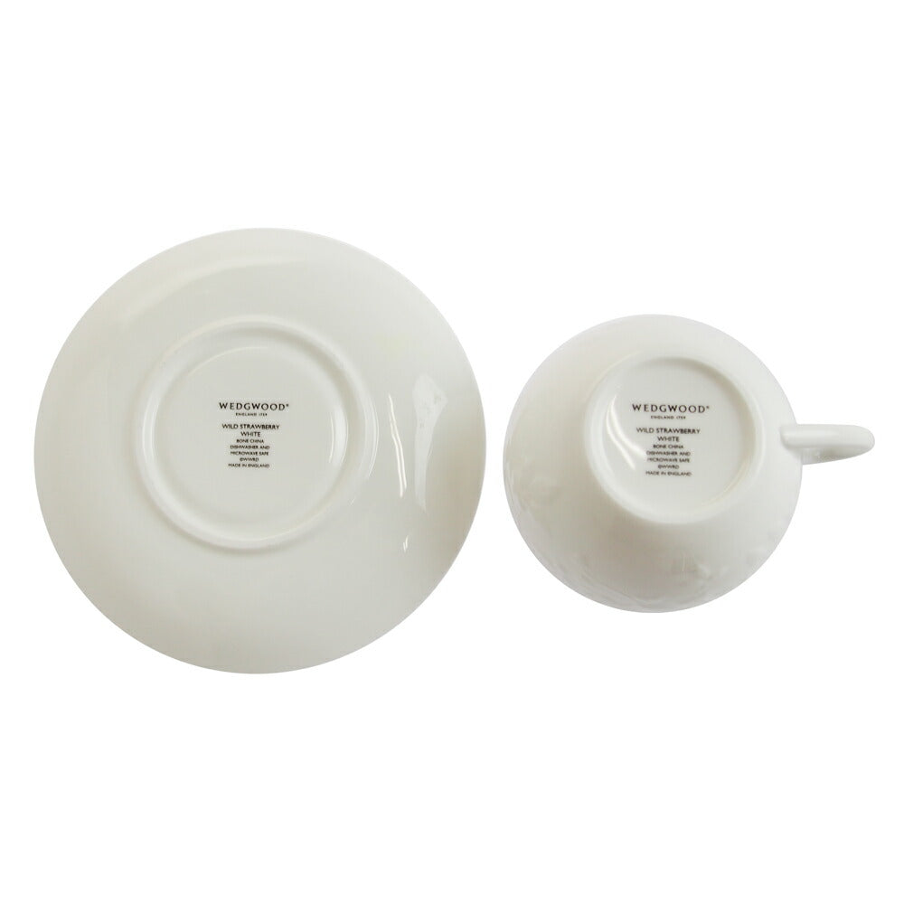 ウェッジウッド (WEDGWOOD) ワイルドストロベリー ホワイト ティーカップ&ソーサー 箱付