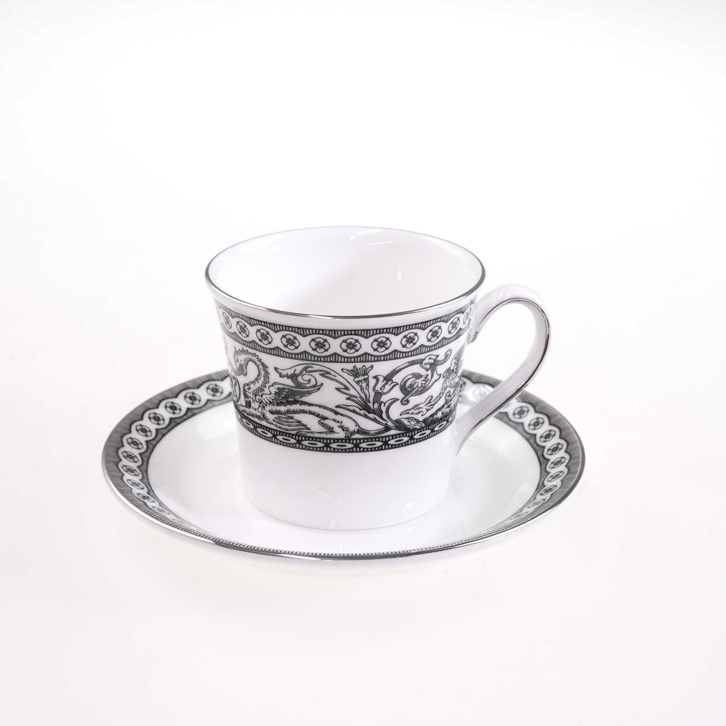 【イギリス製】ウェッジウッド (WEDGWOOD) コントラスト ブラック カップ&ソーサー フロレンティーン