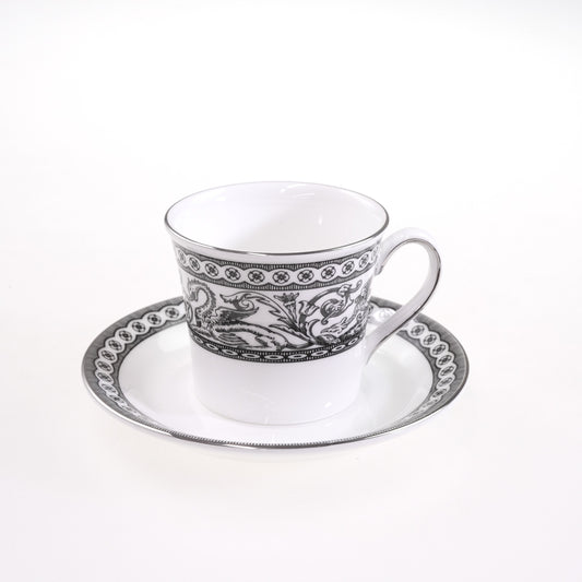 【イギリス製】ウェッジウッド (WEDGWOOD) コントラスト ブラック カップ&ソーサー フロレンティーン