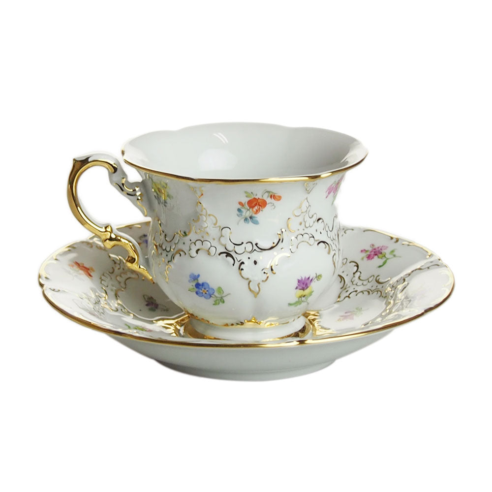 マイセン (Meissen) 金彩小花 ホワイト コーヒーカップ＆ソーサー 200ml 15582