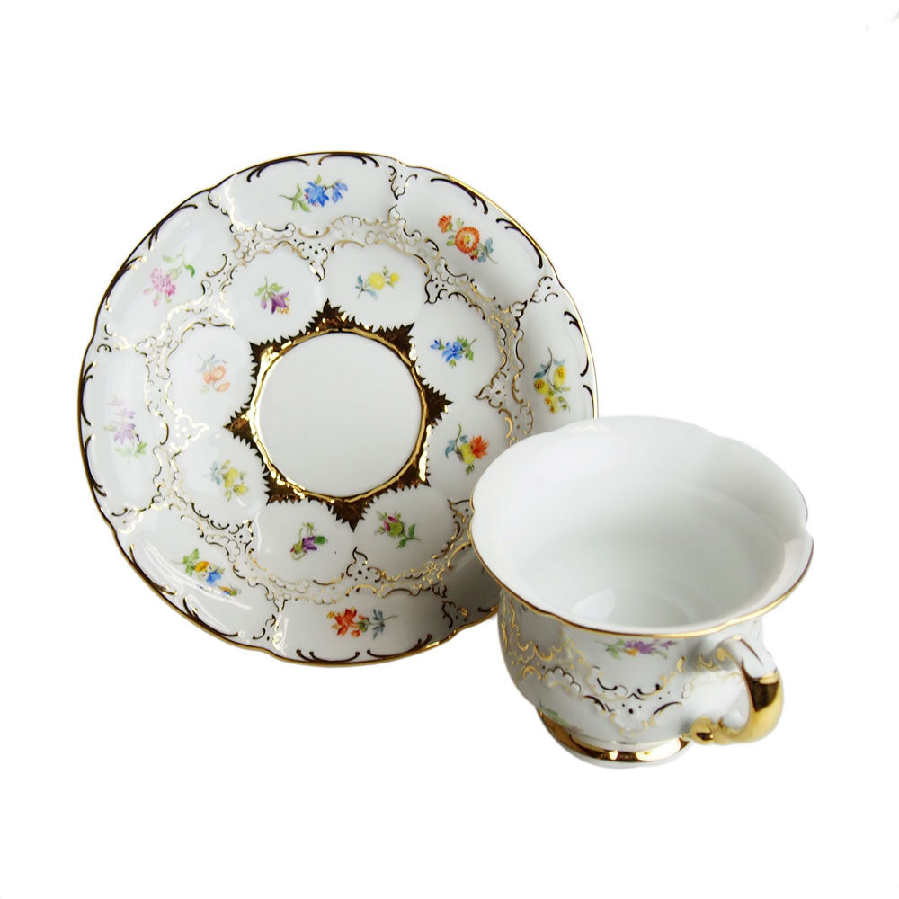 マイセン (Meissen) 金彩小花 ホワイト コーヒーカップ＆ソーサー 200ml 15582