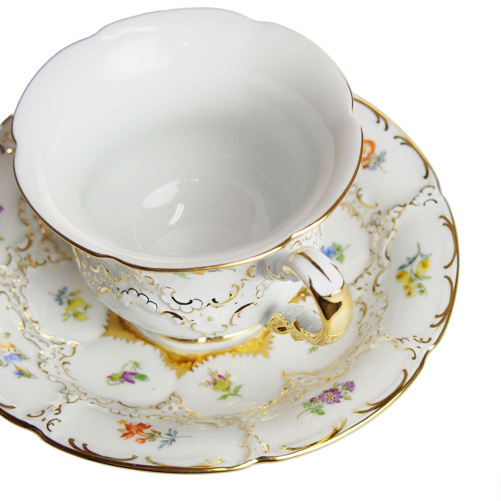 マイセン (Meissen) 金彩小花 ホワイト コーヒーカップ＆ソーサー 200ml 15582