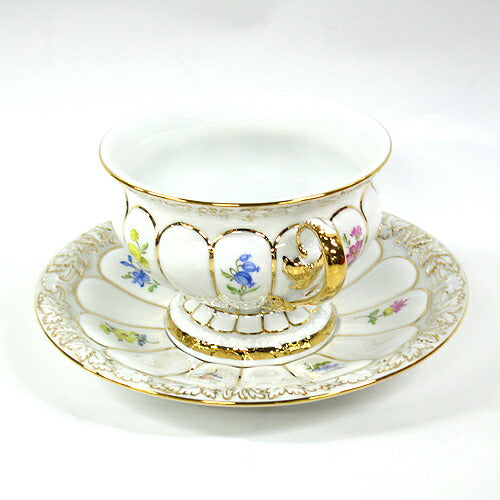 マイセン (Meissen) 金彩小花 ホワイト[010198] ティーカップ＆ソーサー 17582