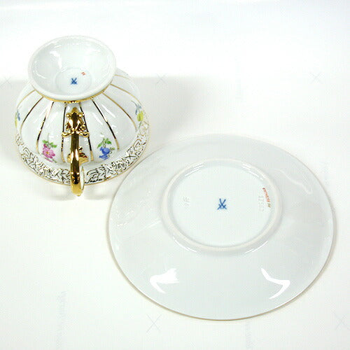 マイセン (Meissen) 金彩小花 ホワイト[010198] ティーカップ＆ソーサー 17582