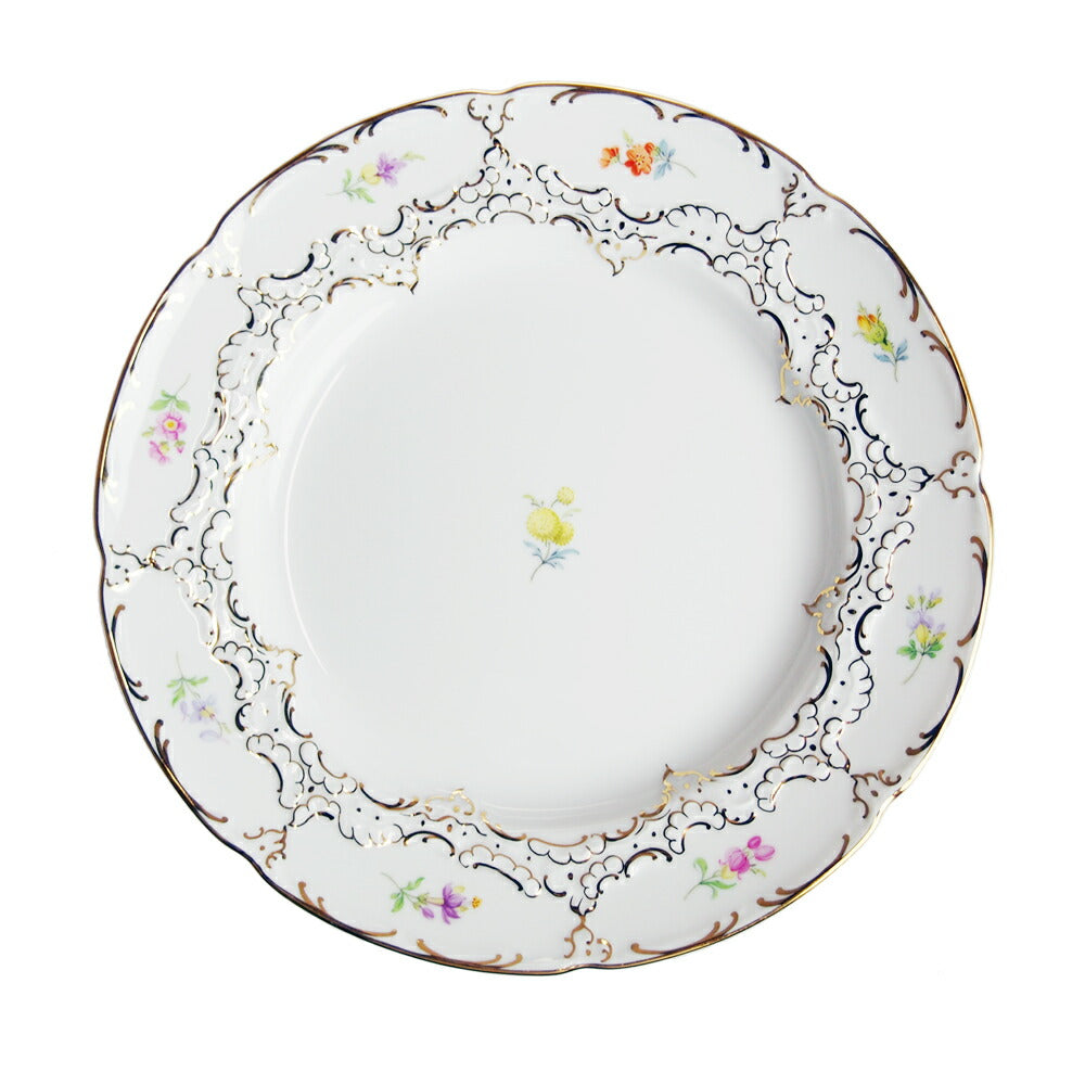 マイセン (Meissen) 金彩小花 ホワイト プレート19cm 010198/15501