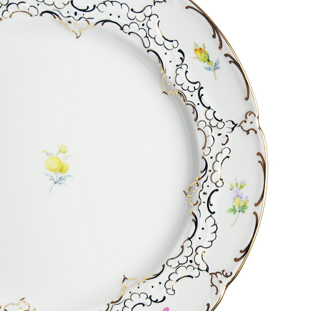 マイセン (Meissen) 金彩小花 ホワイト プレート19cm 010198/15501
