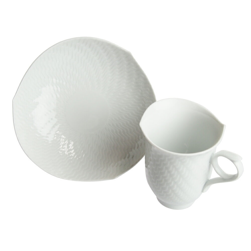 マイセン (Meissen) 波の戯れホワイト コーヒーカップ ＆ソーサー 29582