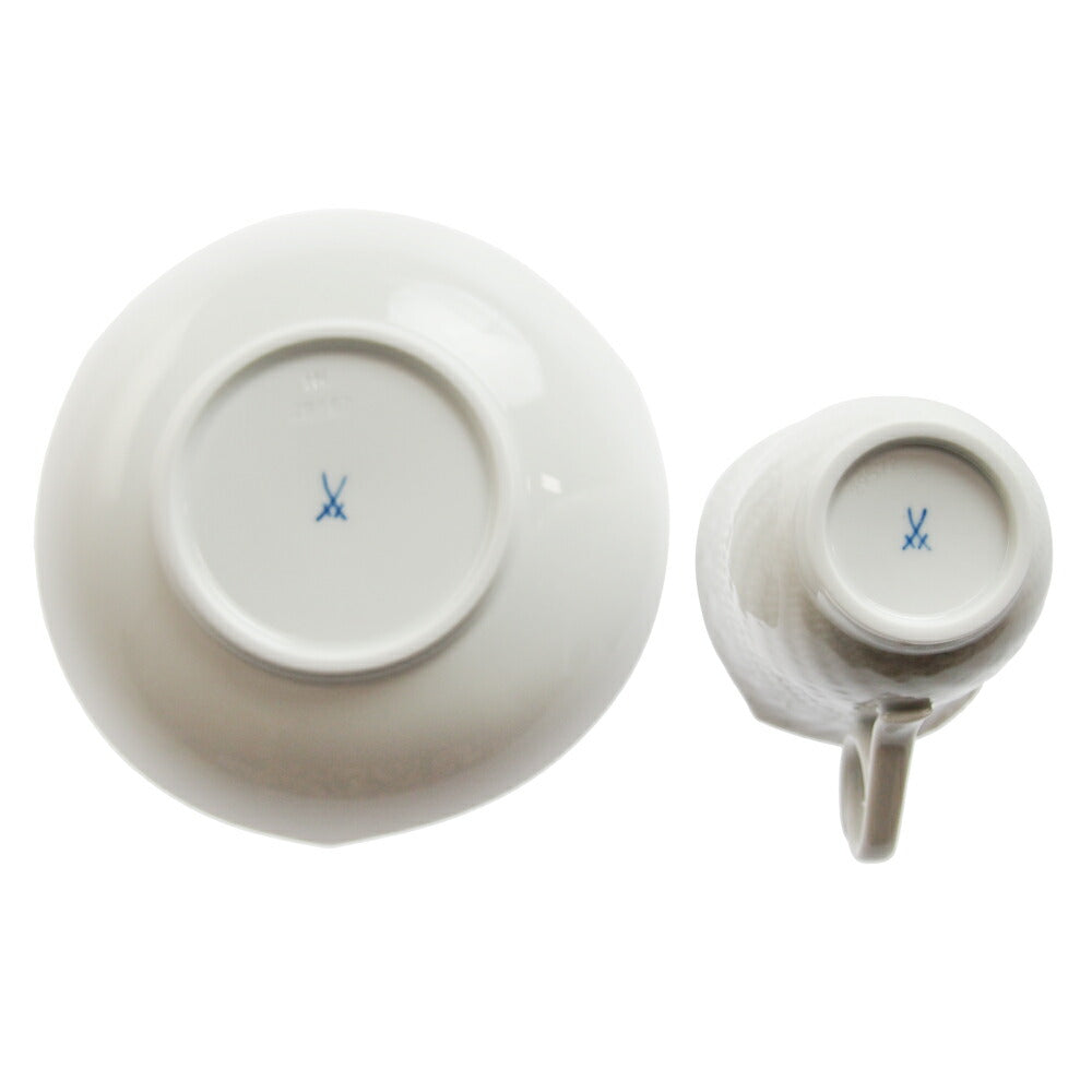 マイセン (Meissen) 波の戯れホワイト コーヒーカップ ＆ソーサー 29582