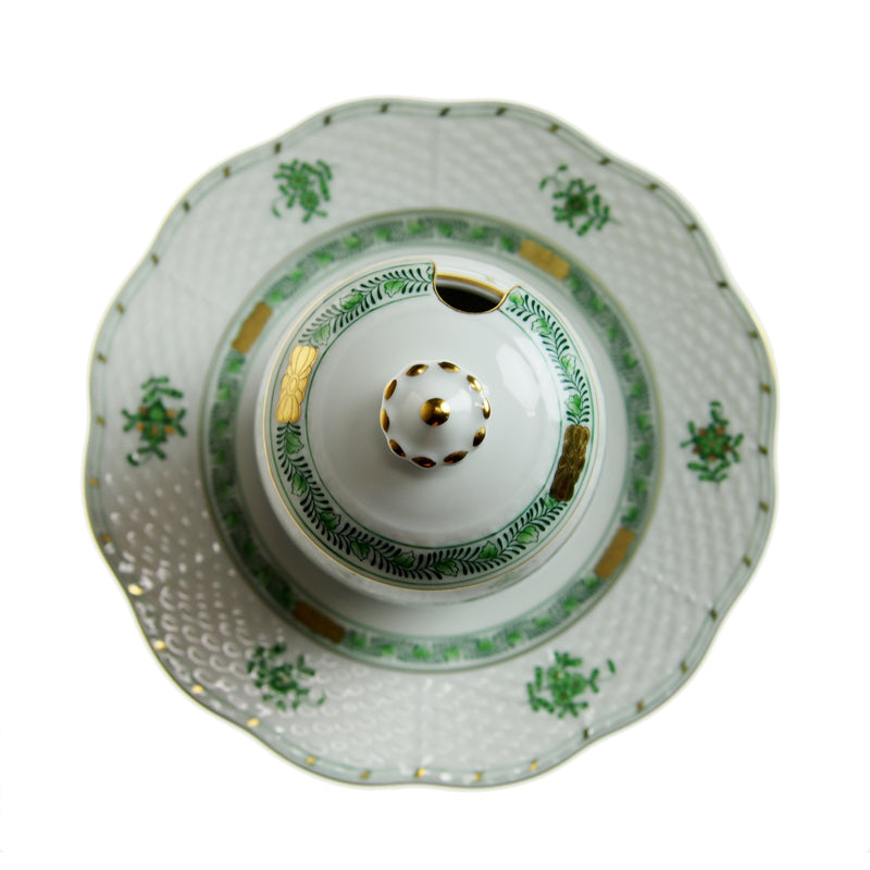 ヘレンド (HEREND) FV インドの華グリーン マスタードポット 00241-7