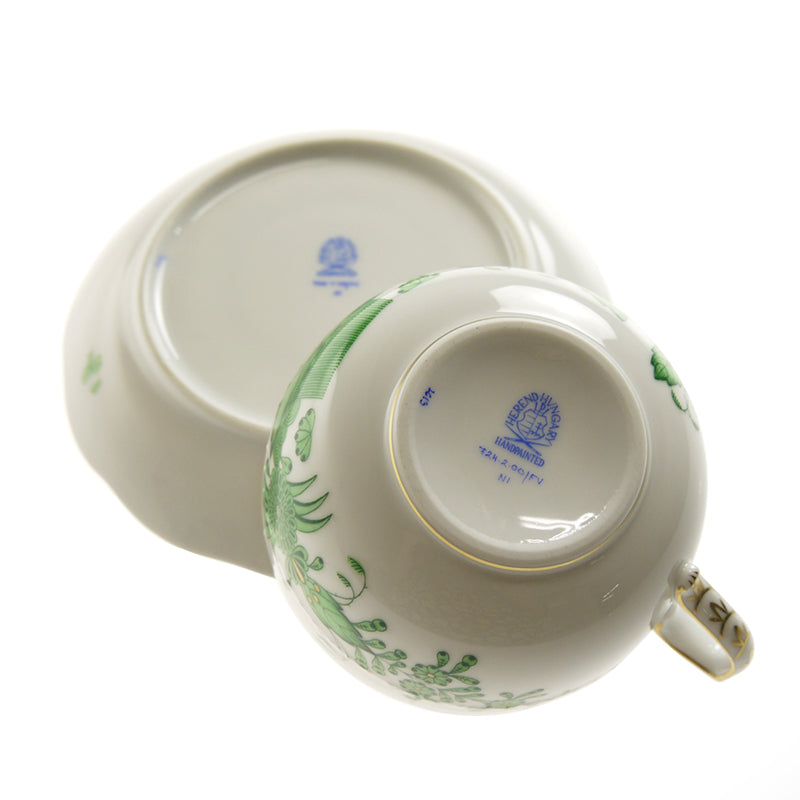 ヘレンド (HEREND) FV インドの華グリーン ティーカップ＆ソーサー 724