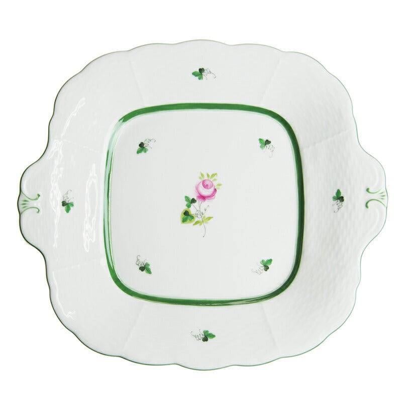 ヘレンド (HEREND) VRH ウィーンのバラ ケーキプレート 四角 431