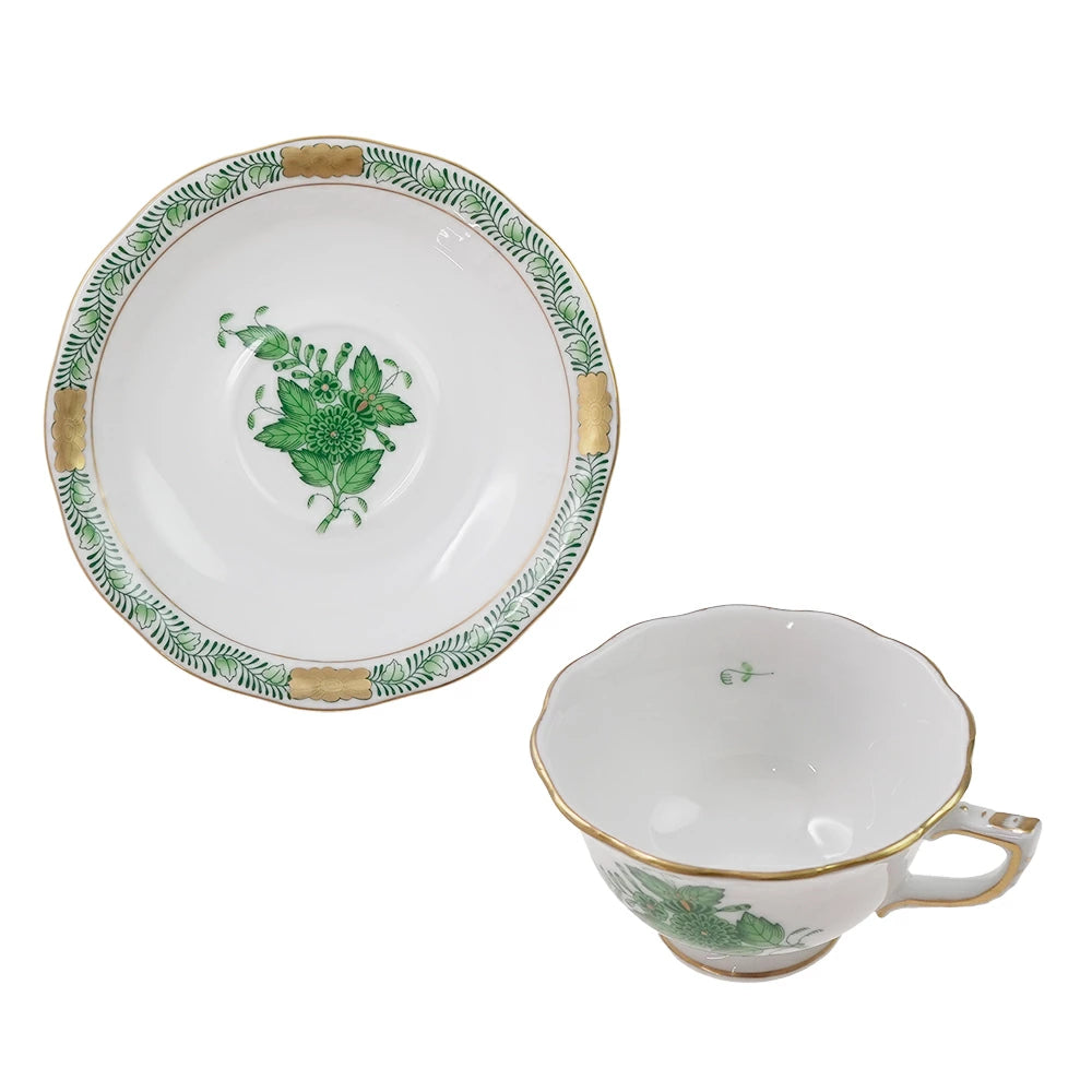 ヘレンド (HEREND) AV アポニーグリーン モカ カップ＆ソーサー 735