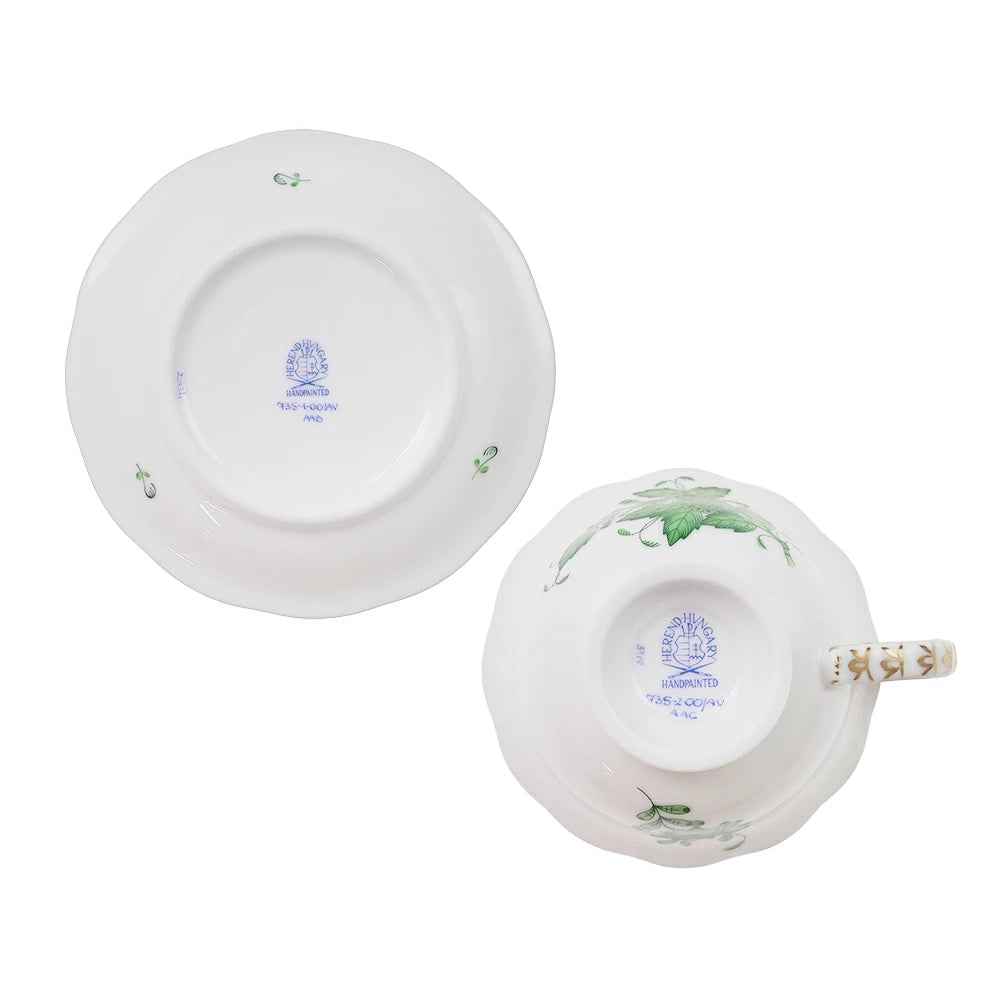 ヘレンド (HEREND) AV アポニーグリーン モカ カップ＆ソーサー 735