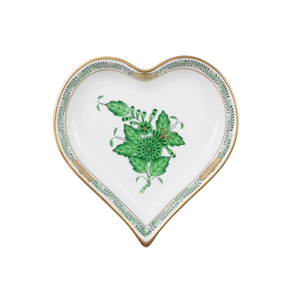 ヘレンド (HEREND) AV アポニーグリーン ハート型小皿 7703