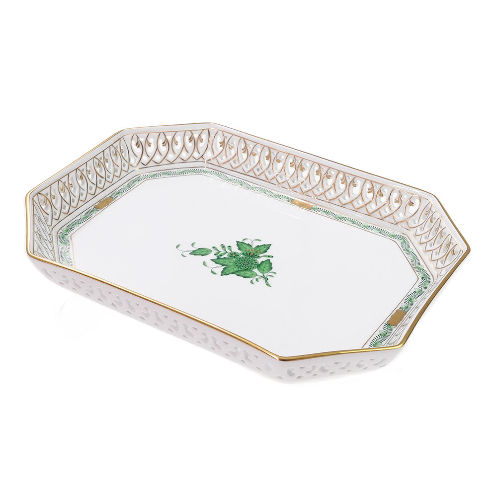 ヘレンド (HEREND) AV アポニーグリーン トレー オープンワーク 31cm 7493