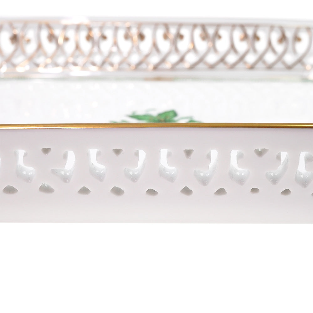 ヘレンド (HEREND) AV アポニーグリーン トレー オープンワーク 31cm 7493