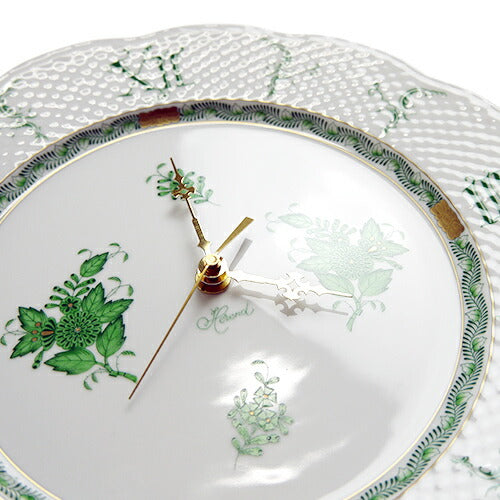 ヘレンド (HEREND) アポニー・グリーン ウォールクロック 壁掛け 時計 28.5cm 00527