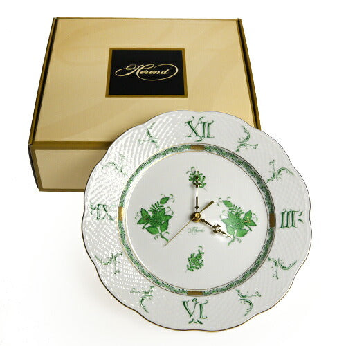 ヘレンド (HEREND) アポニー・グリーン ウォールクロック 壁掛け 時計 28.5cm 00527