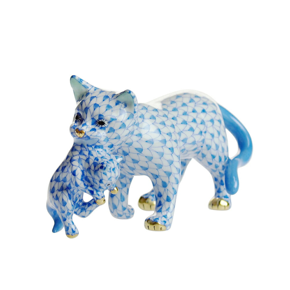 ヘレンド (HEREND) 人形 子猫をくわえた猫 05551