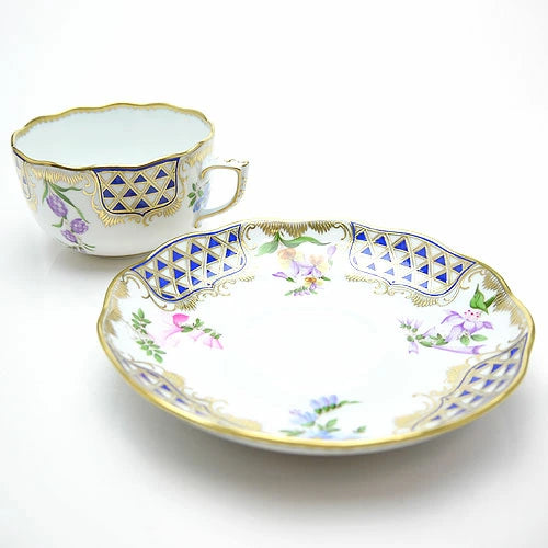 ヘレンド (HEREND) MTFC ブルーダイヤモンド ティーカップ＆ソーサー 20724