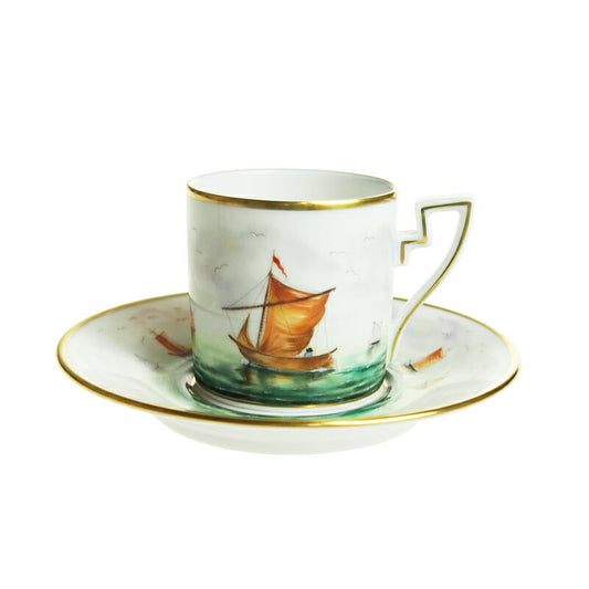 ヘレンド (HEREND) VIT 帆船の航海 コーヒーカップ&ソーサー 2759