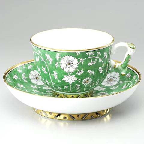 ヘレンド (HEREND) シノワズリ RDCV 芙蓉緑彩 ティーカップ＆ソーサー マンダリン 3364