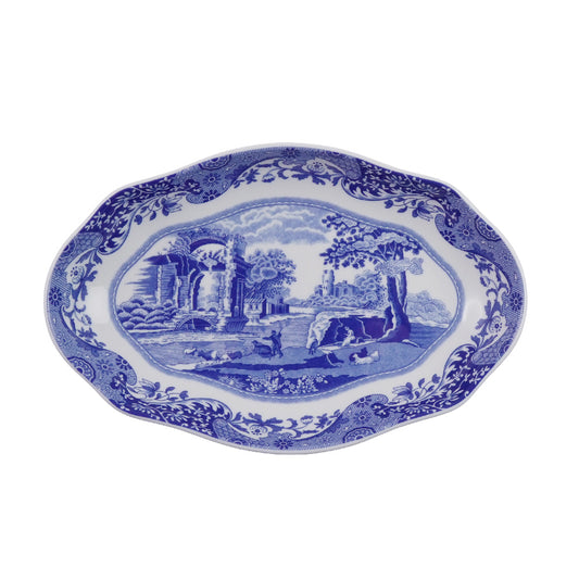 スポード (Spode) ブルーイタリアン フルーテッドオーバルディッシュ 21cm