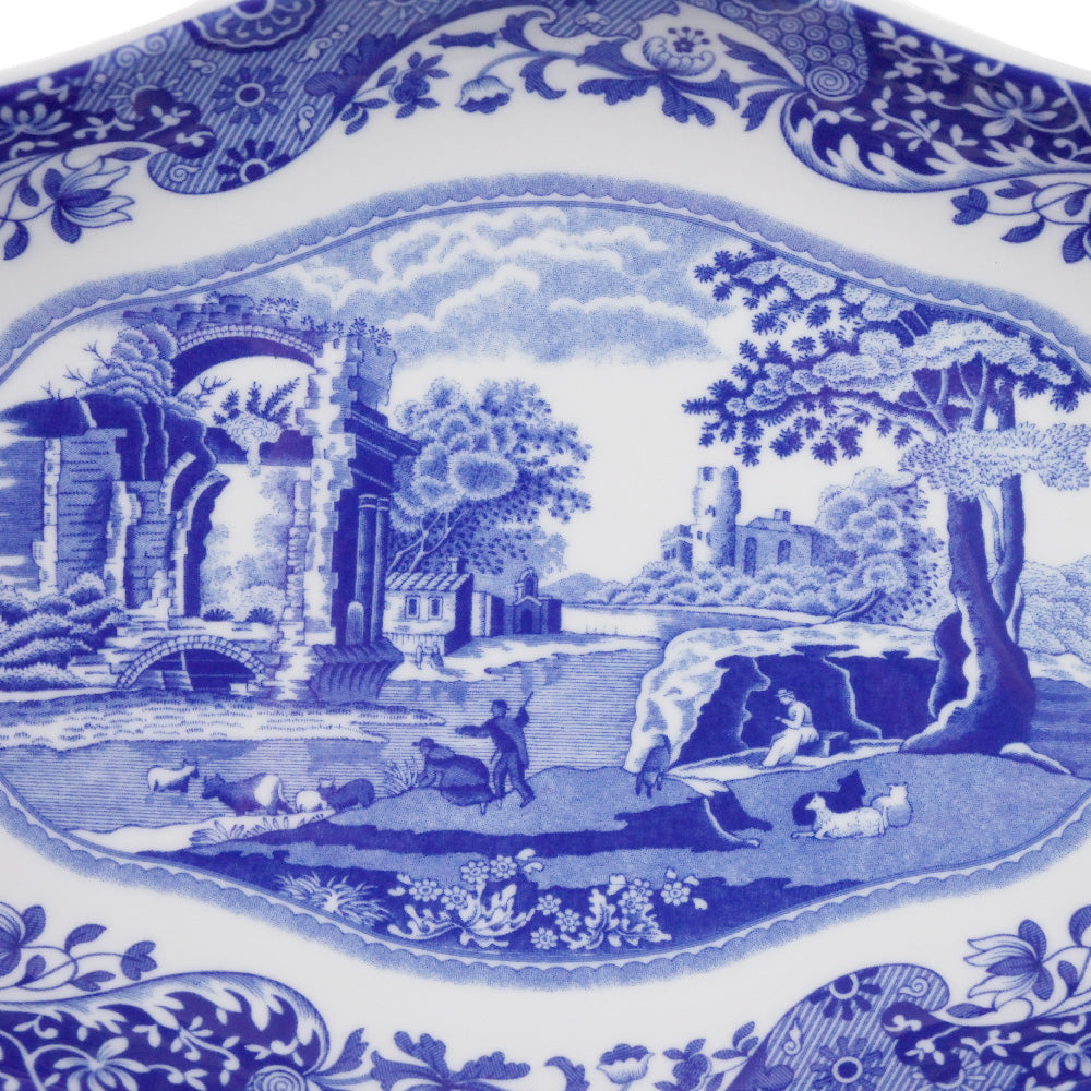 スポード (Spode) ブルーイタリアン フルーテッドオーバルディッシュ 21cm