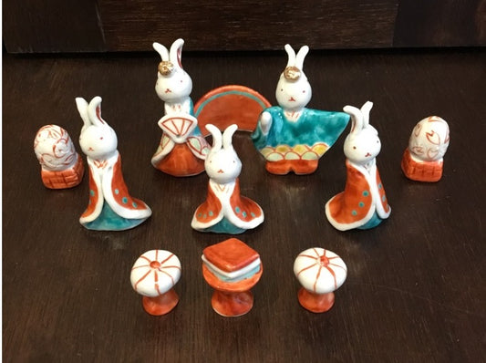 和食器 九谷焼 多田利子(ただとしこ)  うさぎびなセット