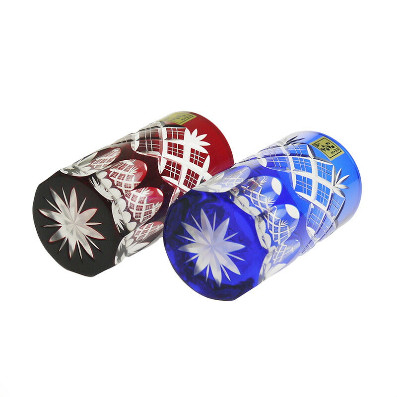 田島硝子 江戸切子 重ね矢来文様・菊底 タンブラーペア TG04-14-2