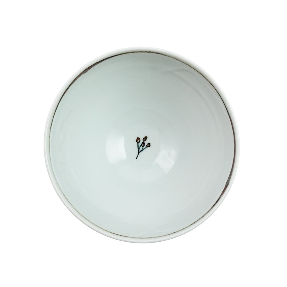 徳永遊心窯 色絵野原 飯碗（三角）