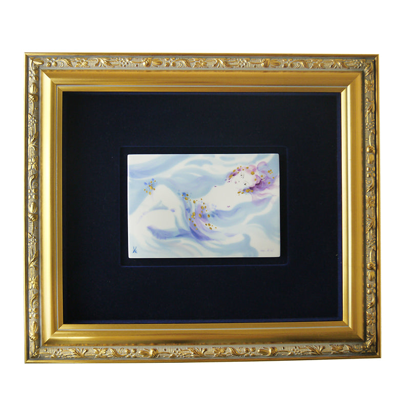 マイセン (Meissen) 額装陶画 No449 夢心地 16×11cm