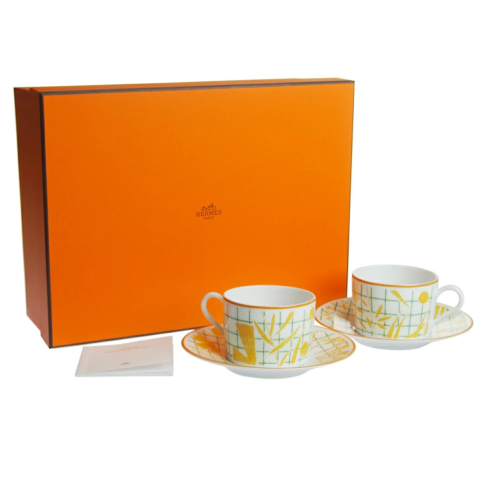 エルメス (HERMES) ウォーク・イン・ザ・ガーデン ティーカップ&ソーサー イエロー ペア 043116P2
