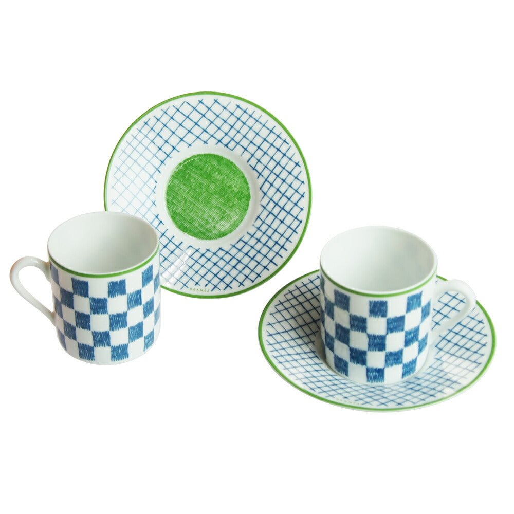 エルメス (HERMES) ウォーク・イン・ザ・ガーデン コーヒーカップ&ソーサー ブルー ペア 043017P2
