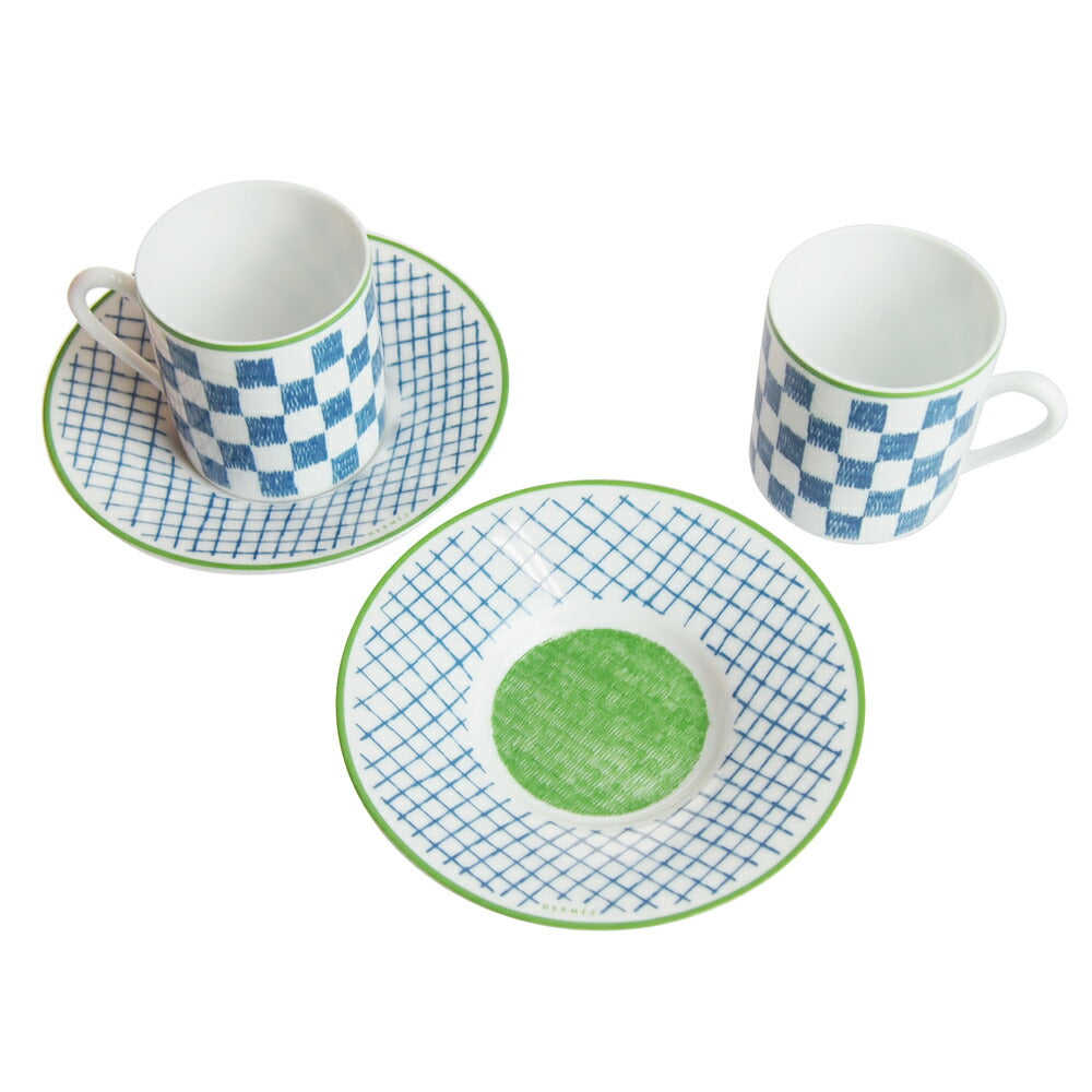 エルメス (HERMES) ウォーク・イン・ザ・ガーデン コーヒーカップ&ソーサー ブルー ペア 043017P2