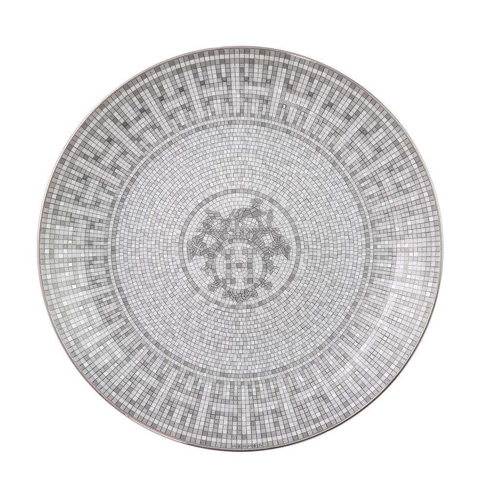 エルメス (HERMES) モザイク 24 プラチナ プレート 21cm ペア 035007P2